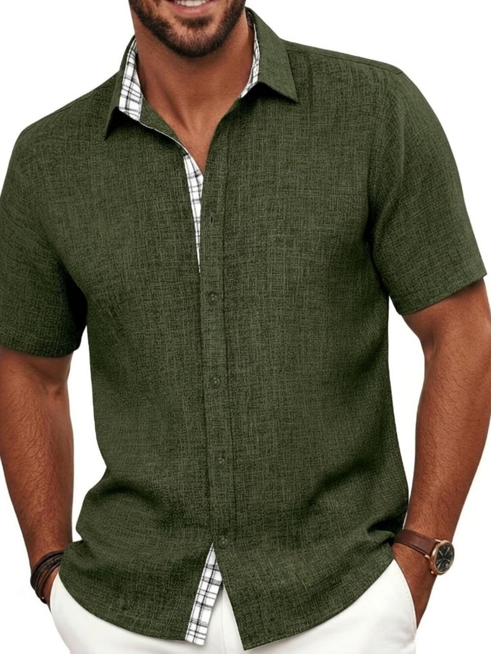 Men's Short Sleeve Button Down Shirt - Casual Beach & Summer Wedding Ready